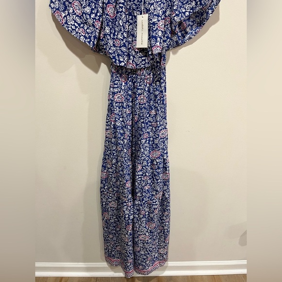 NWT Natalie Martin 100% Silk Naomi Floral Print Pelicano Blue Maxi Dress Size S - Picture 4 of 11